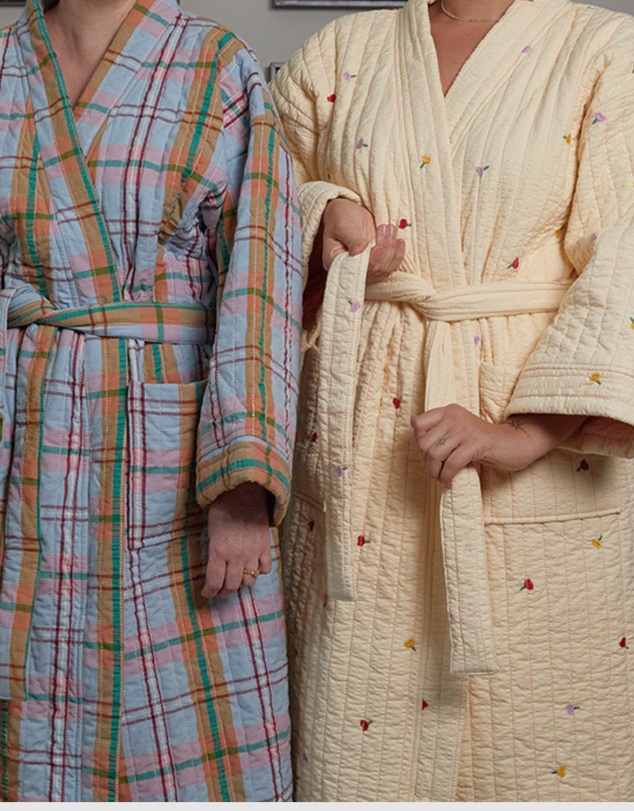 Mosey Me - Forget Me Not Embroidered Quilted Robe