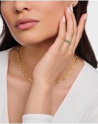 THOMAS SABO - Gold Plated Ring in Crocodile Design with Green Stones