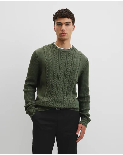 Country Road - Australian Good Earth Cotton Cable Crew Neck Knit