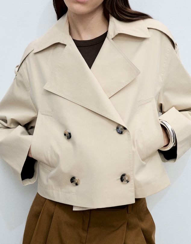 M.N.G - Lipa Double-Breasted Cropped Trench Coat