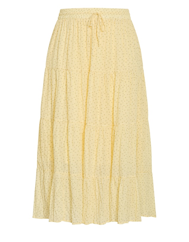 City Chic - Plus size Milly Ditsy Print Tiered Maxi Skirt - lemon