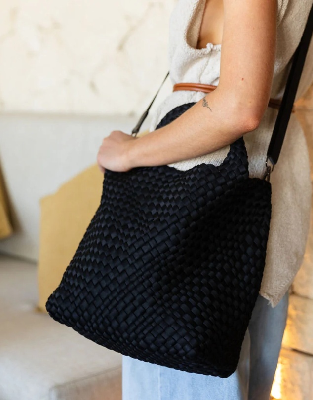 Chuchka - Woven Neoprene Shoulder Tote - Black