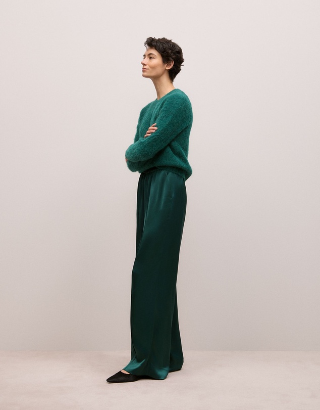 Trenery - Satin Pull On Pant in Forest