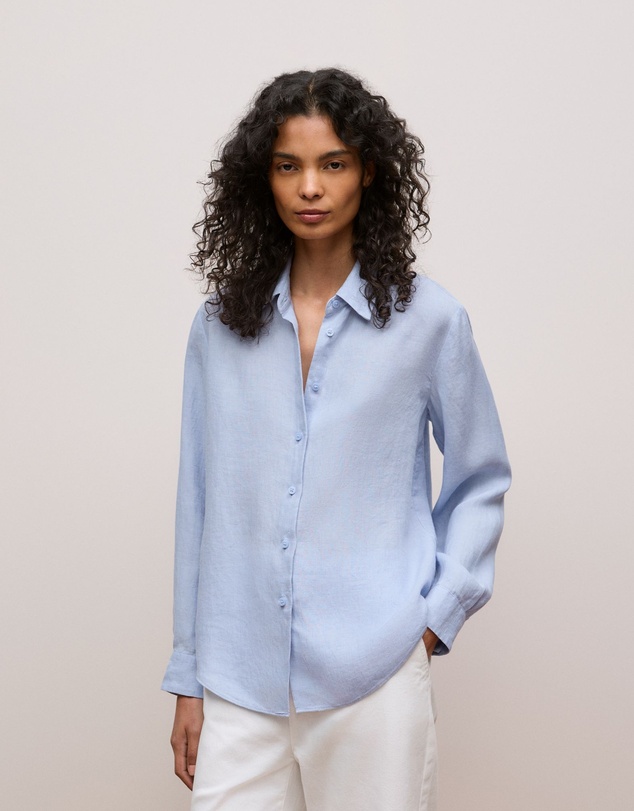 Trenery - Delave Linen Long Sleeve Shirt in Chambray