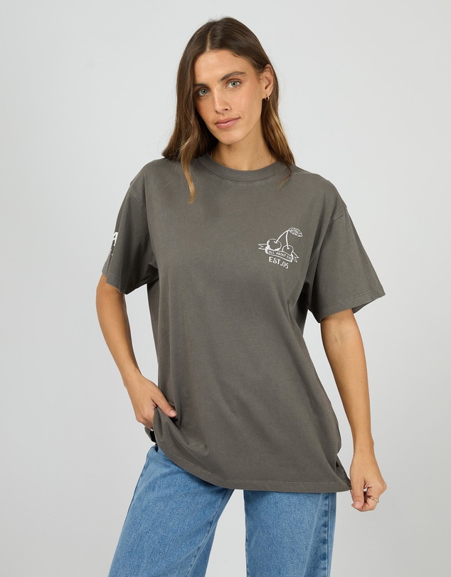 All About Eve - Cherry Pie Relaxed Tee Charcoal