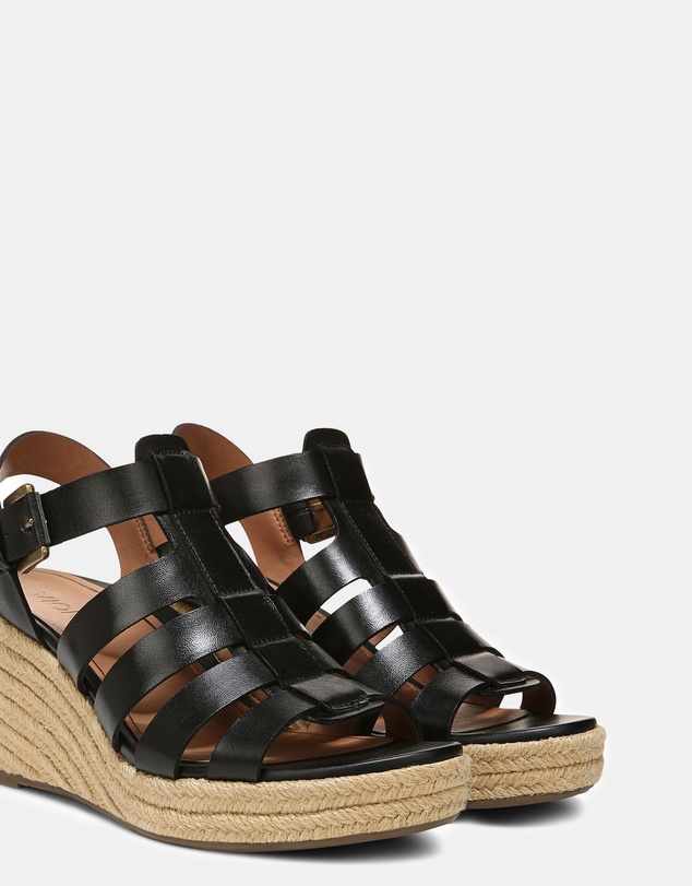 Vionic - Jaylah Wedge Sandal - Black Leather