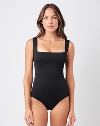 UNE PIECE - Textured Classic Square Neck One Piece Swimsuit