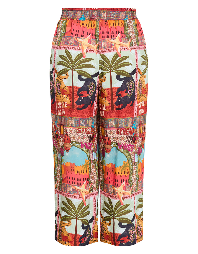 City Chic - Plus size Capri Paradise Print Wide Leg Pant - terracotta