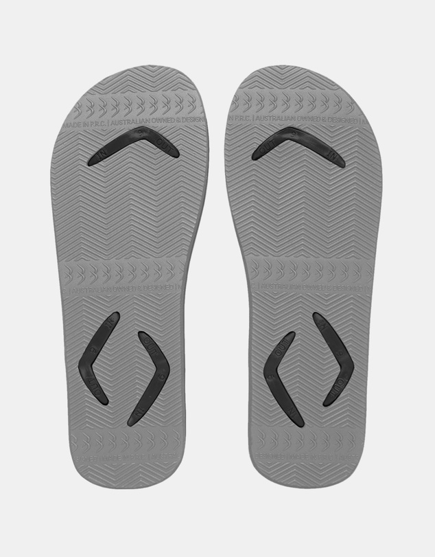 Boomerangz Footwear - Men's Black/Grey Thongs with arch support and 2 x interchangeable straps