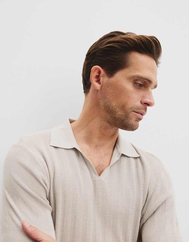 Country Road - Cotton Silk Stripe Open Neck Polo