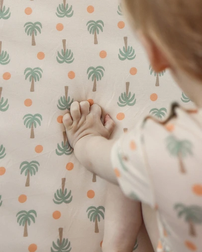 Kynd Baby - Fitted Cot Sheet in Palm Sunset