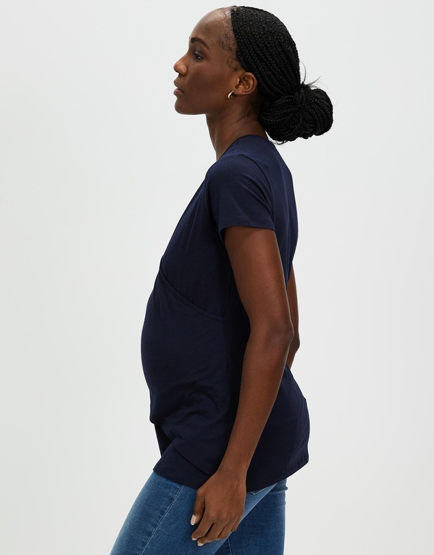 Angel Maternity - Maternity & Nursing Crossover Short Sleeve Tee