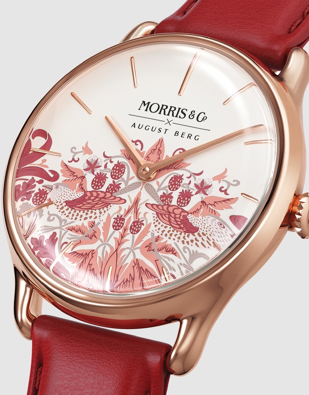 August Berg - Morris & Co 30mm Rouge Strawberry Thief Watch