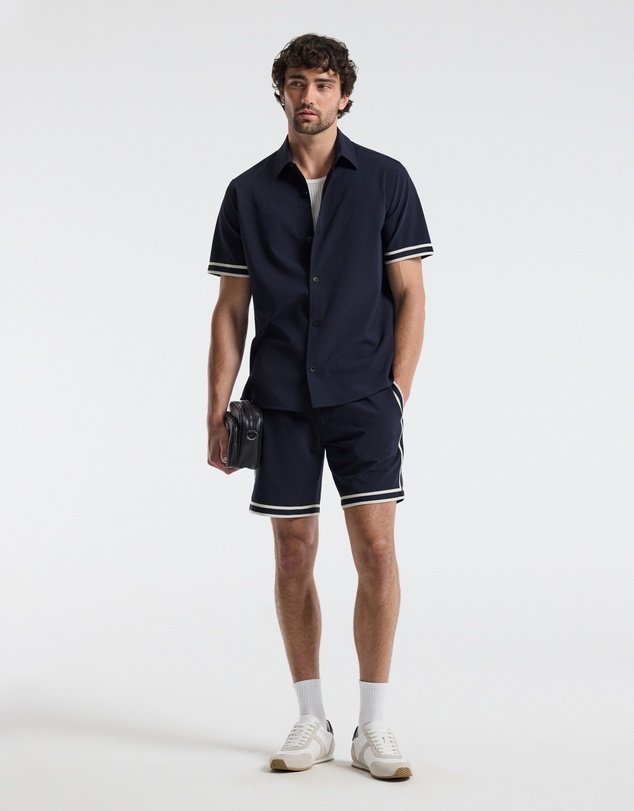Calibre - Stripe Trim Textured Overshirt Navy