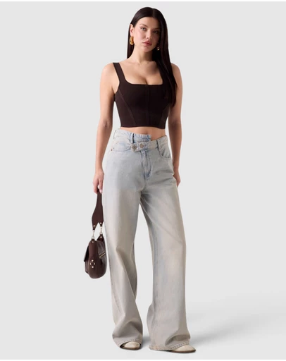 GUESS - High-Rise Gina Wide Leg Jeans