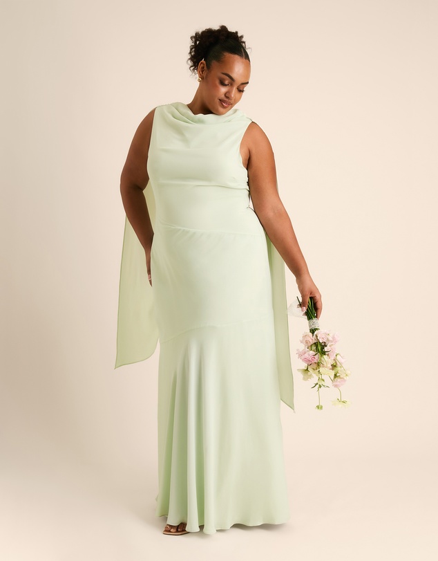 Six Stories - High Cowl Neck Drape Chiffon Bridesmaid Dress