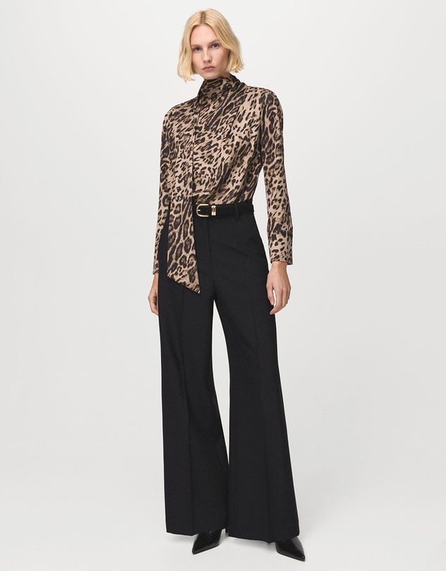M.N.G - Animal-Print Blouse With Scarf