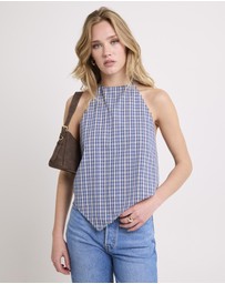 Subtitled - Iluka Check High Neck Top