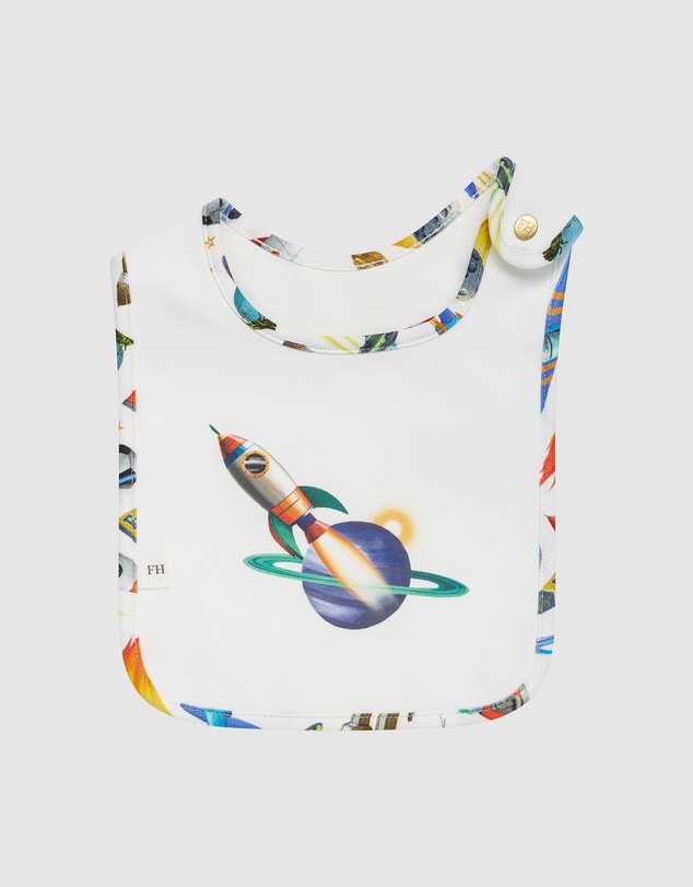 Fleur Harris - 'Blast Off' Dandy Duo Bibs in Cloud White