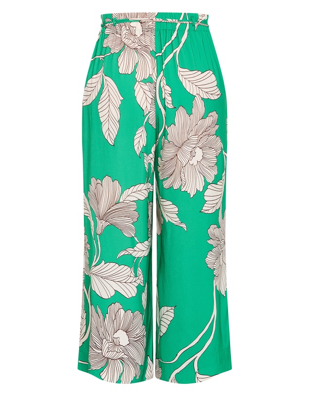 City Chic - Plus size Lola Floral Print Wide Leg Pant - greenstone