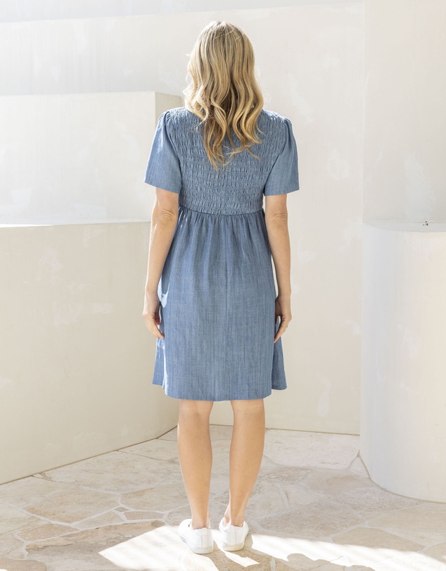 Angel Maternity - Tencel Denim Smock Maternity Dress