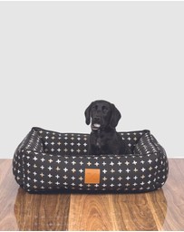 Mog & Bone - Bolster Dog Bed  - Black Metallic Cross Print