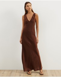 Atmos&Here - Dara Vneck Satin Maxi Dress