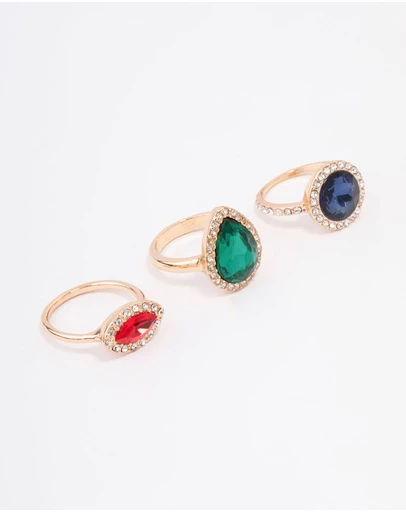 Lovisa - Gold Mixed Shape Halo Cocktail Ring