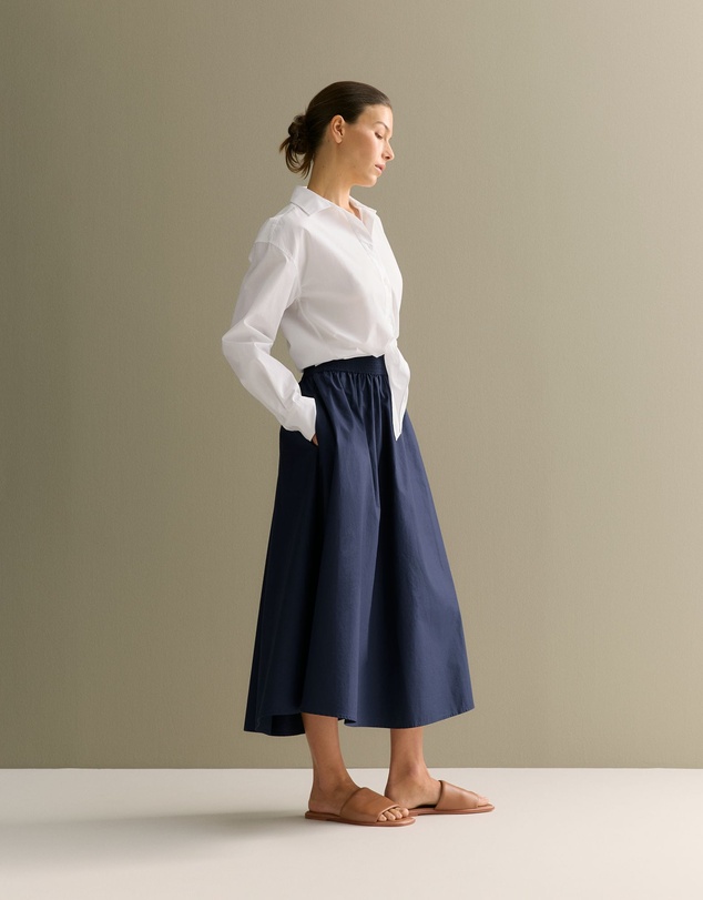 Trenery - Cotton Poplin Pull On Skirt in Navy