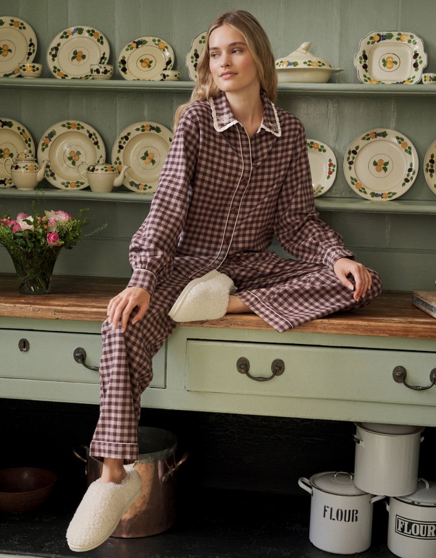 Chelsea Peers - Organic Cotton Gingham Long Pyjama Set