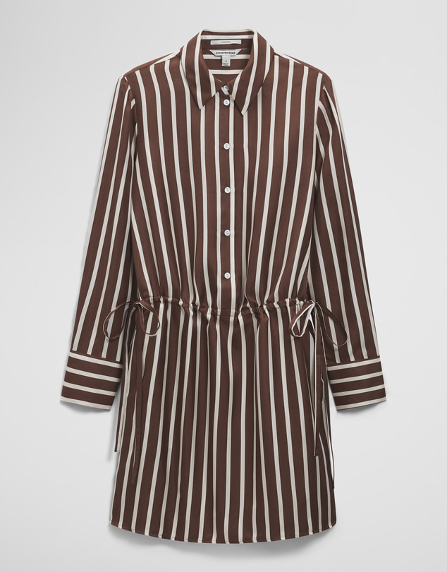 Country Road - Silk Stripe Gather Mini Dress