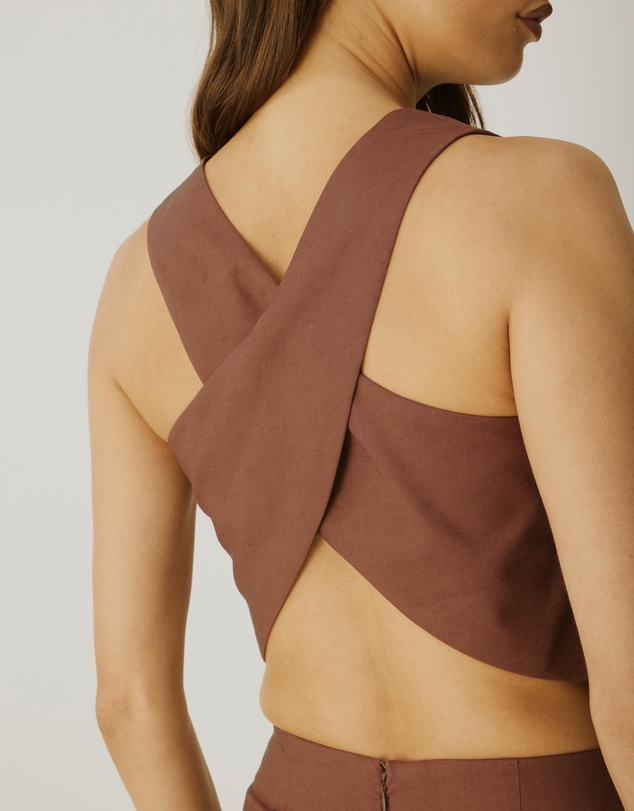 Atmos&Here - Yasmin Linen Blend Cross Back Vest