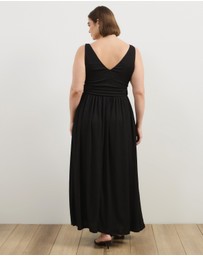 Atmos&Here Curvy - Lara V-Neck Ruched Side Maxi Dress