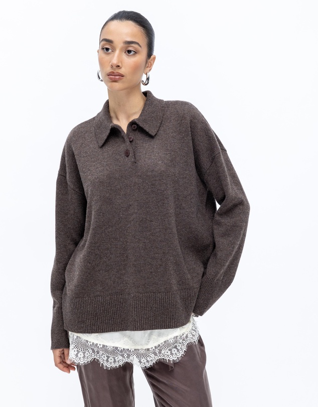 Minima Esenciales - Keir Oversized Merino Cashmere Blend Polo