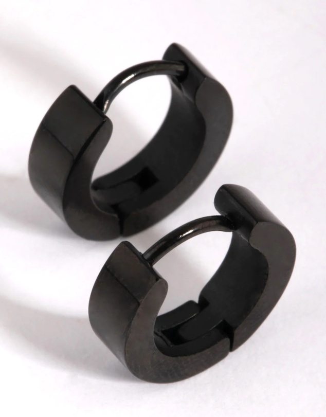Lovisa - Matte Black Wide Huggie Hoop Earrings