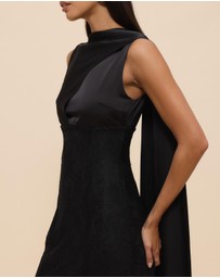 CHANCERY - Nia Self Scarf Satin and Lace Maxi Dress