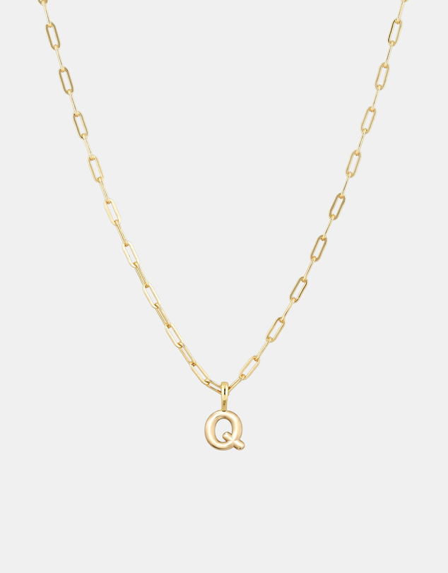 Luna Rae - Gold Vermeil - Paperclip Bubble Letter Q Necklace
