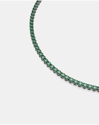 Swarovski - Matrix Tennis Necklace, Round Cut, Green, Ruthenium Plated