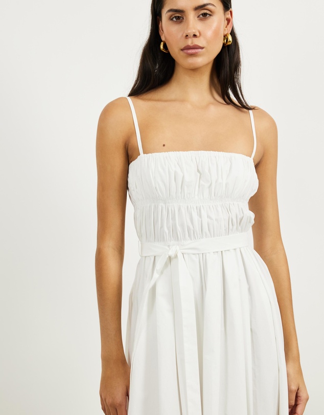 Minima Esenciales - Paloma Gathered Poplin Maxi Dress
