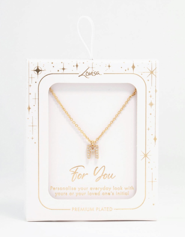 Lovisa - Gold Plated Cubic Zirconia Letter M Necklace