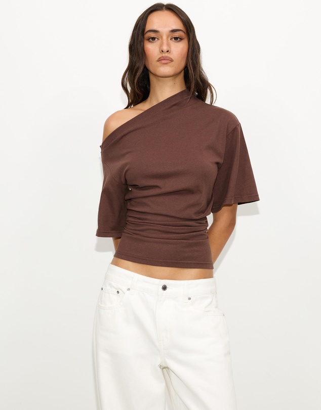 Dazie - Hazel Ruched Jersey Short Sleeve Top