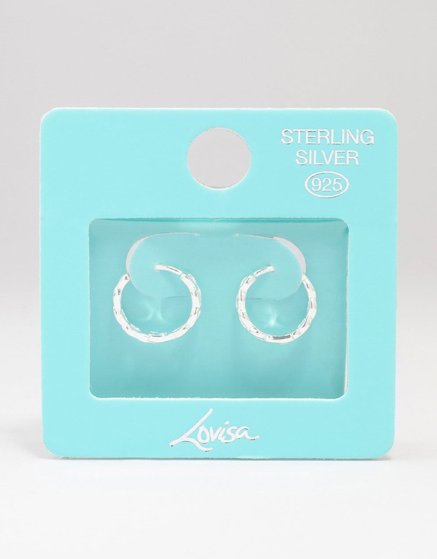 Lovisa - Sterling Silver Textured Huggie Hoop Earrings