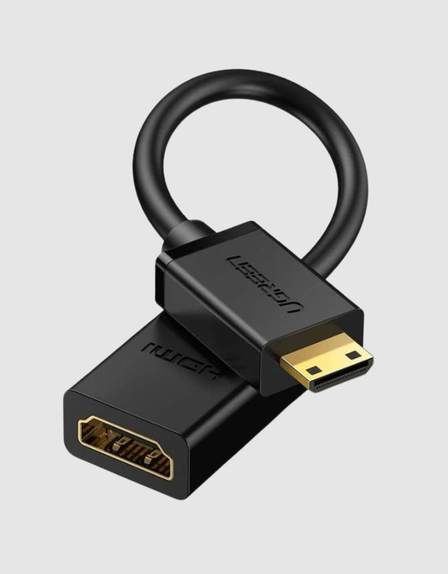 Ugreen - UGREEN Mini HDMI Male to HDMI Female Adapter Cable 22cm 4K Support Black