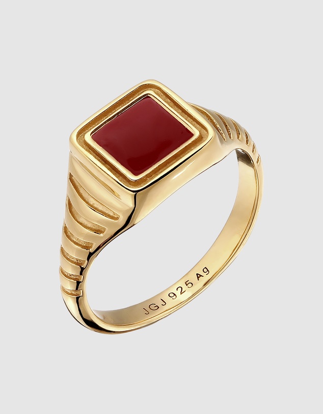 Elli Jewelry - Ring Signet 925 Sterling Silver Gold-Plated