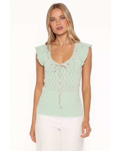 Petal & Pup - Tucker Pointelle Knit Top - Sage Green
