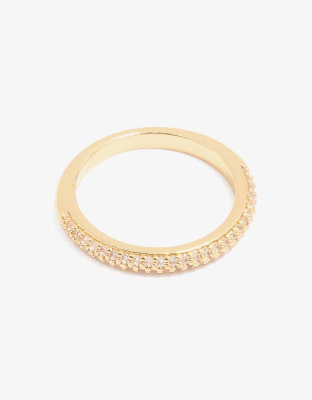 Lovisa - Gold Plated Cubic Zirconia Band Rings 3-Pack