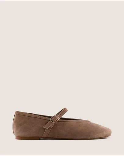 Shelly Shen - Rene Ballet Flats Taupe Suede