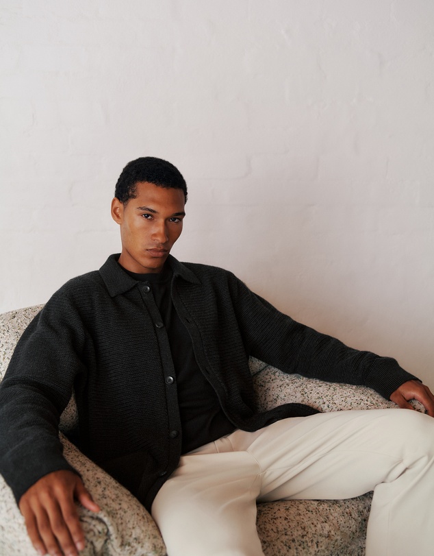 Trenery - Merino Textured Shacket in Charcoal Melange