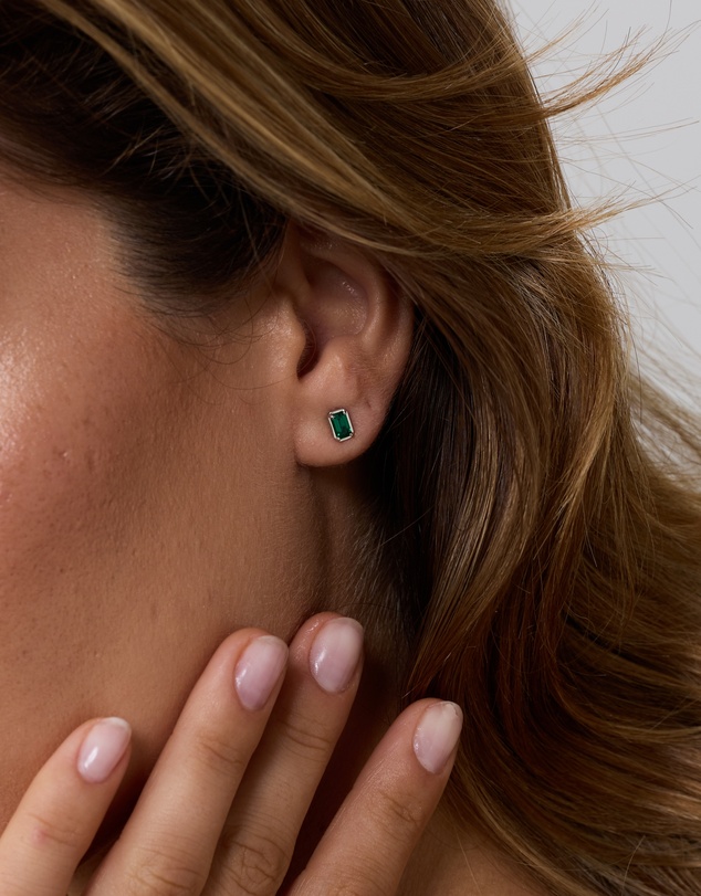 Michael Hill - Emerald-Cut Created Emerald Stud Earrings in Sterling Silver