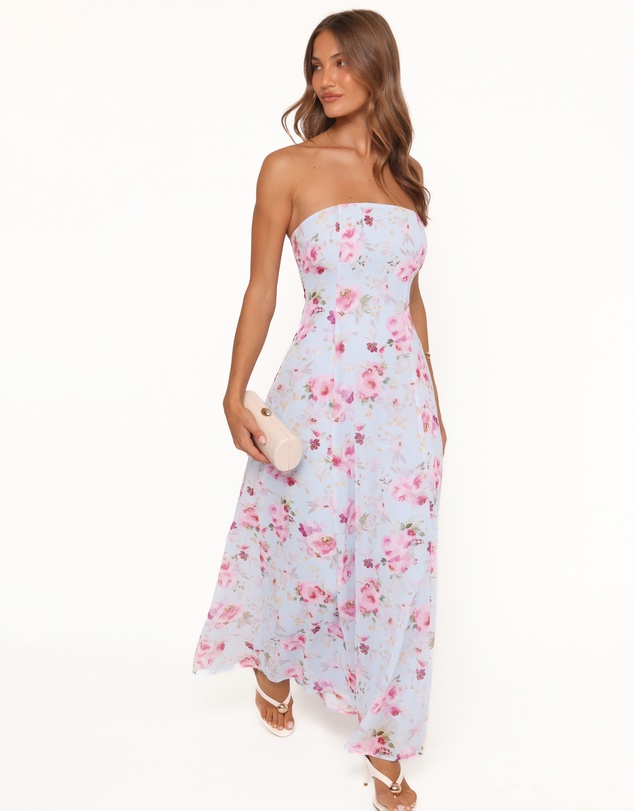 Petal & Pup - Vegas Strapless Maxi Dress - Blue Floral